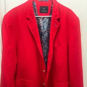 Tailorbyrd Bright Red Men's Blazer with Paisley Lining